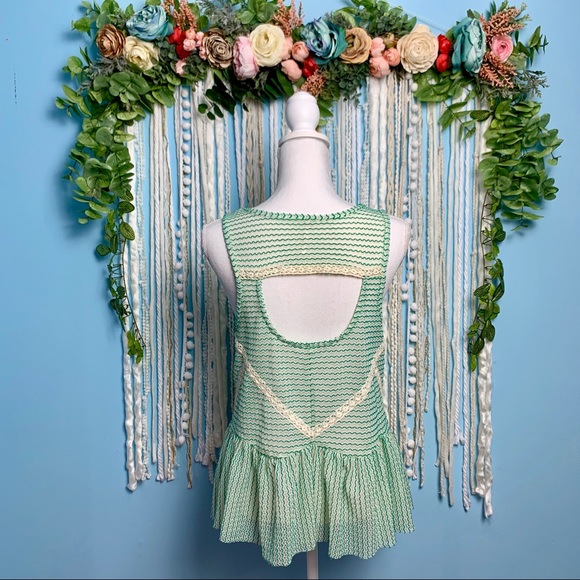 Free People Striped Lace Inset Peplum Top Small - Picture 4 of 5